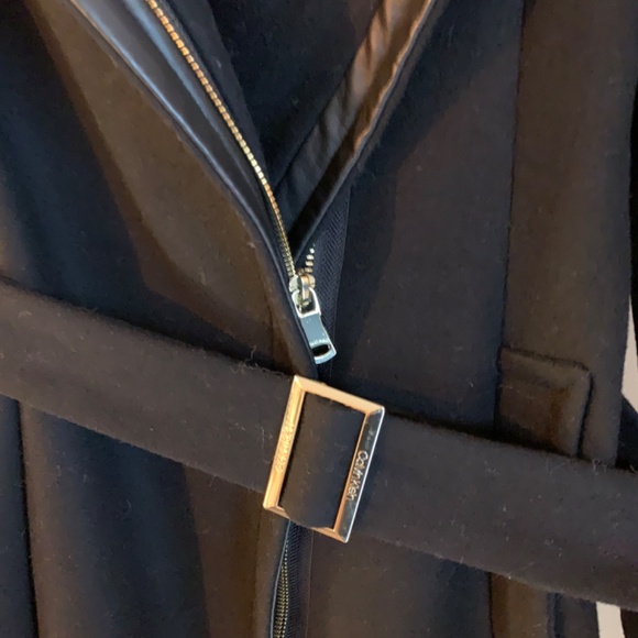 Calvin Klein black wool belted winter coat - Picture 9 of 9